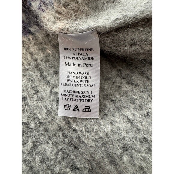SAYA Women's Peruvian Superfine Alpaca Wool Fringe Hi-Low Sweater Sz Small - Picture 6 of 6